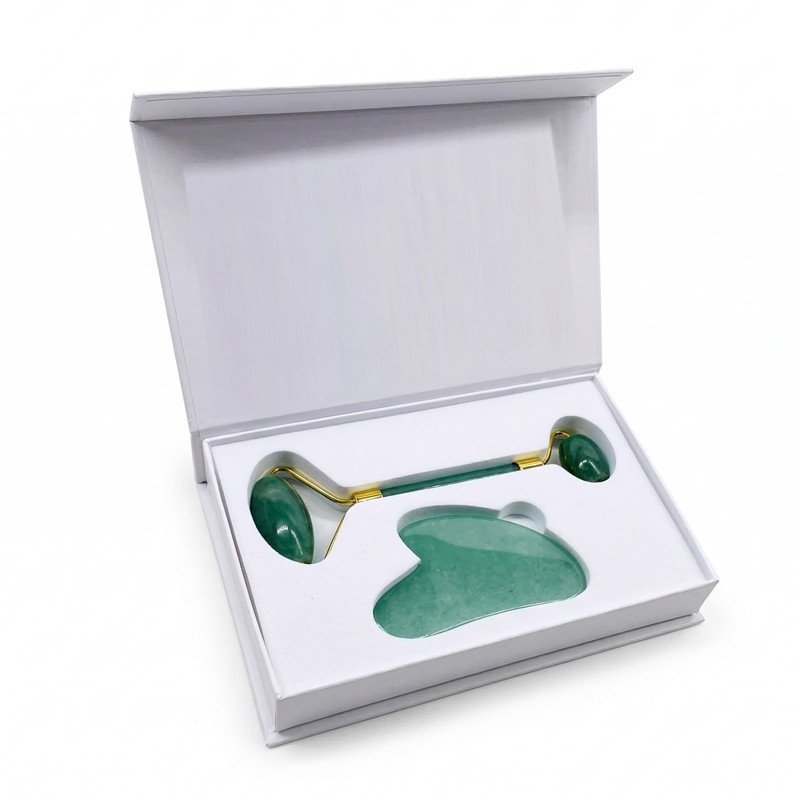 Jade Roller y Gua Sha de Cuarzo Jade Verde